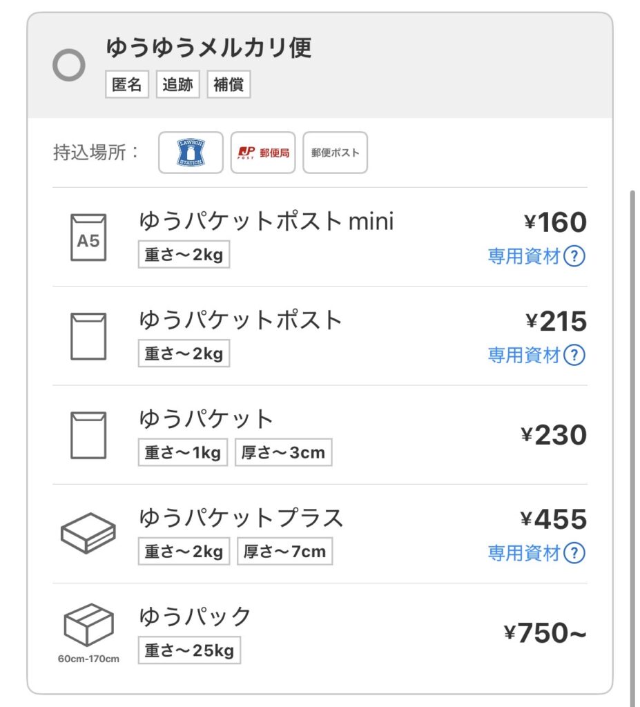 ゆうゆうメルカリ便（2026年3月時点）